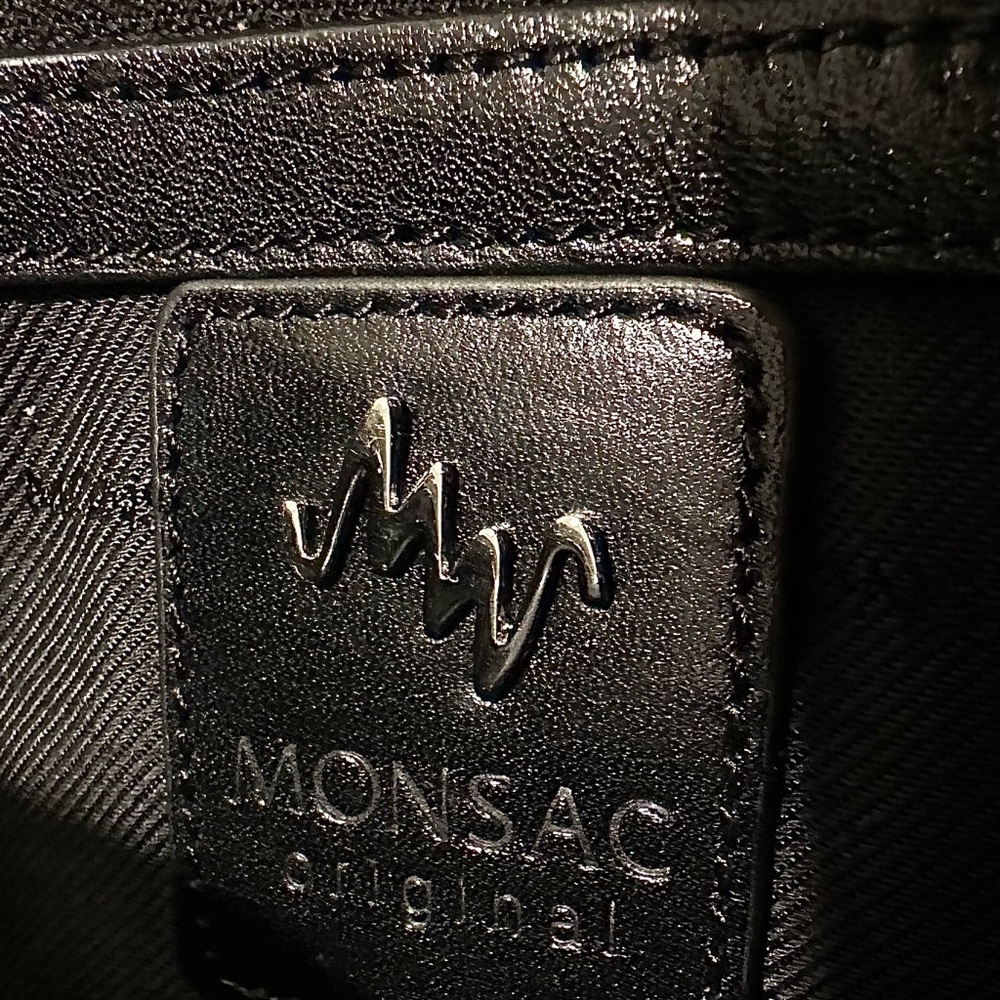 Monsac Original- Elegant Black Leather Tote Bag - Picture 12 of 13
